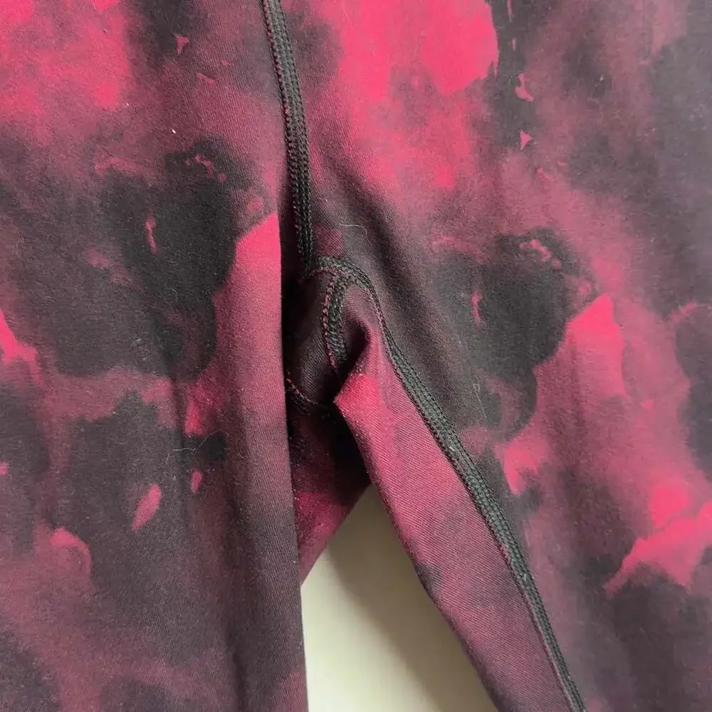 Lucy Athletic Leggings Burgundy Black Abstract Yoga Pants Size Large Women’s